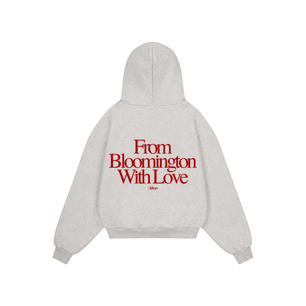 Bloomington Love Letter hoodie in Light Gray, back