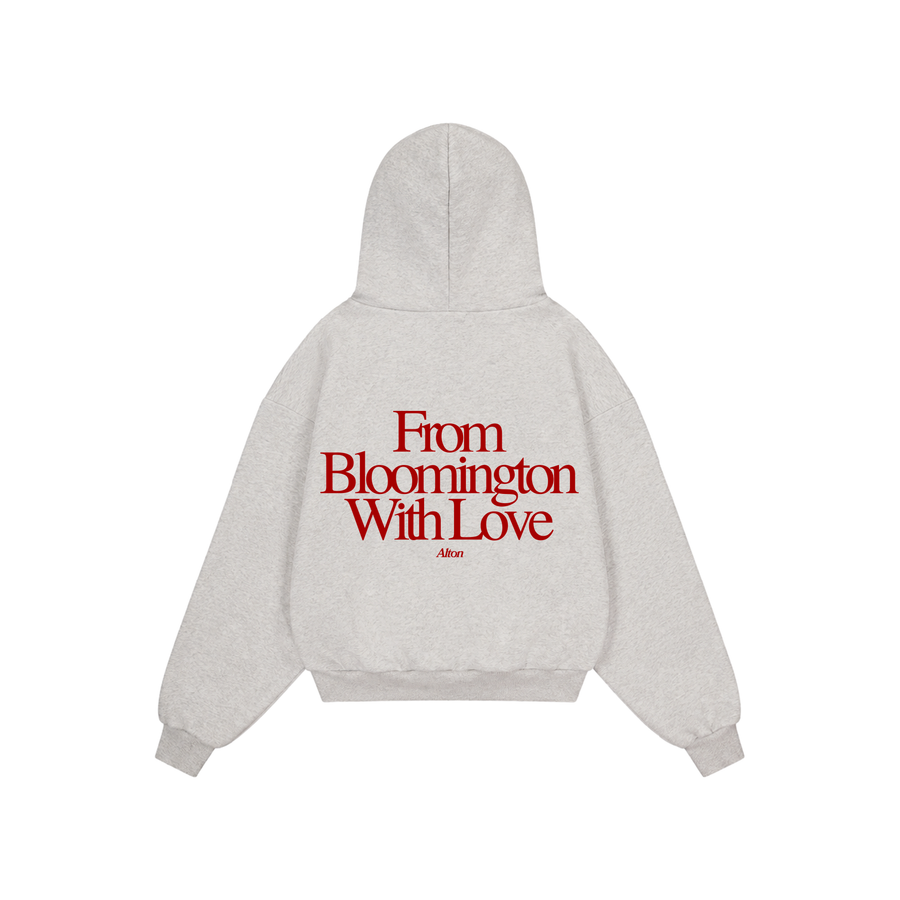 Bloomington Love Letter hoodie in Light Gray, back