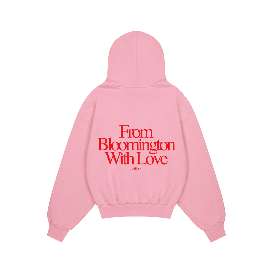Bloomington Love Letter hoodie in Pink, back