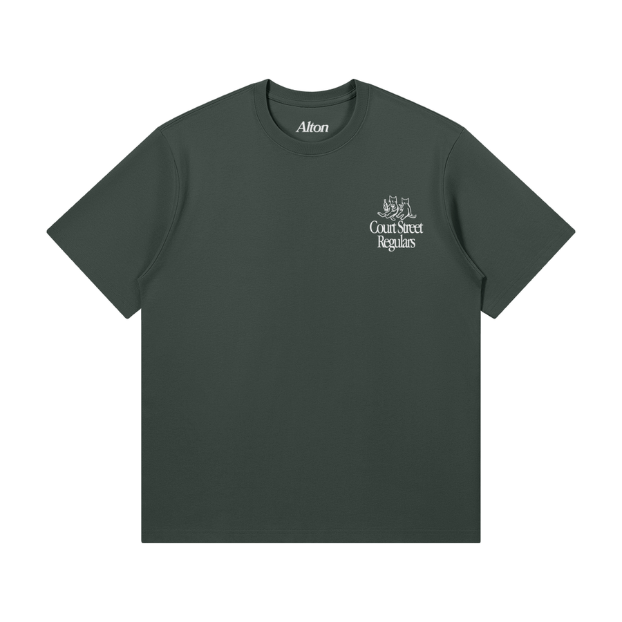 Court Street Regulars Moss Tee, detail