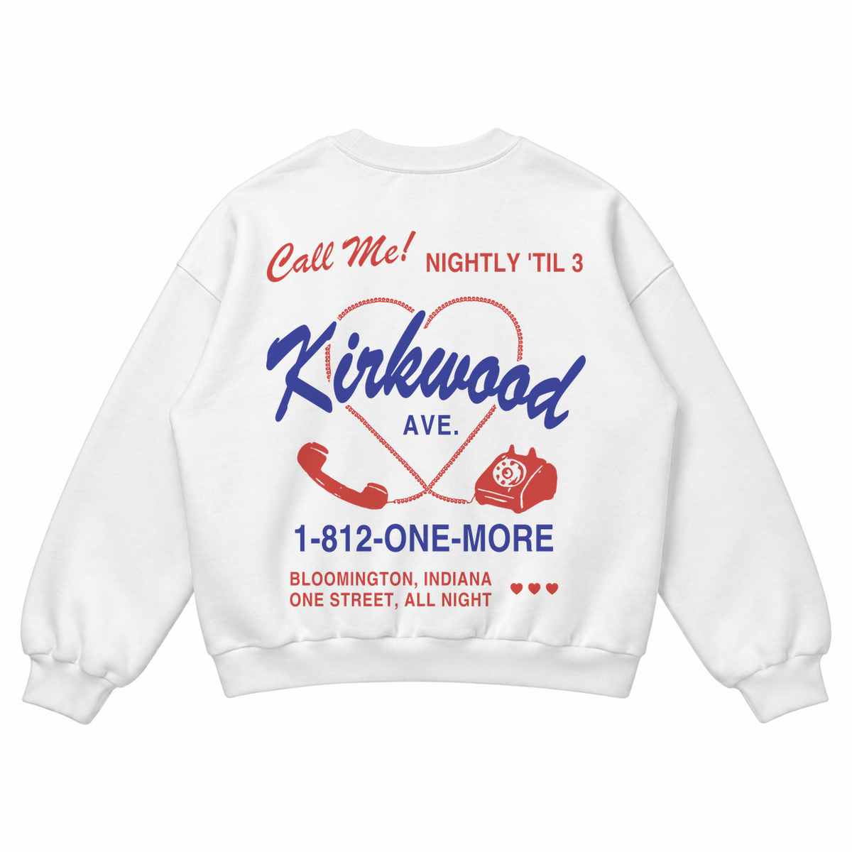 Kirkwood Ave Hotline White Crewneck