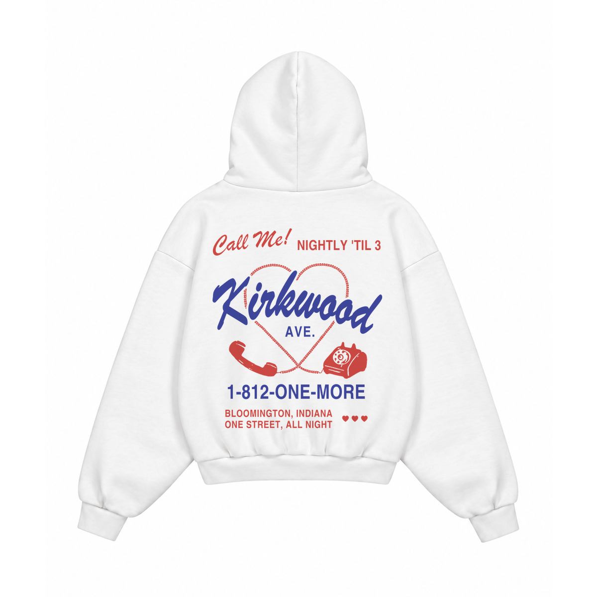 Kirkwood Ave Hotline White Hoodie