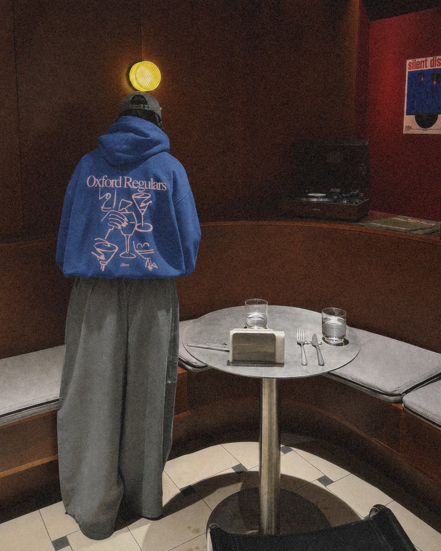 Oxford Regulars lapis blue hoodie — back print