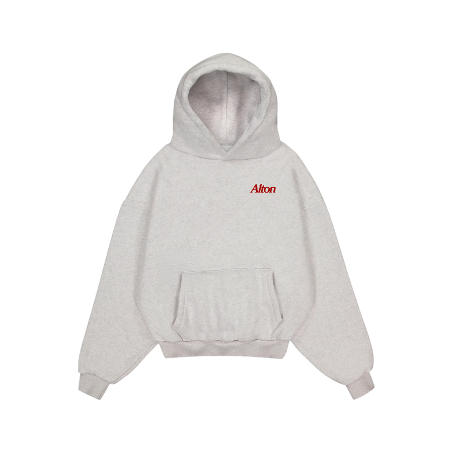 Madison Love Letter hoodie in Light Gray, front