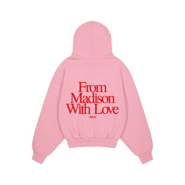 Madison Love Letter hoodie in Pink, back