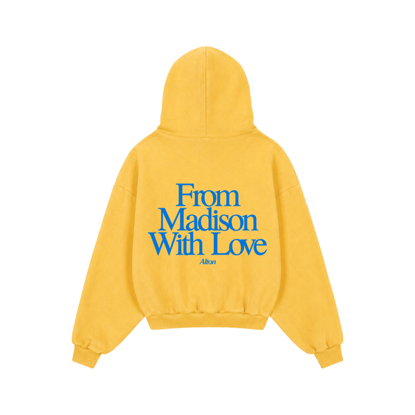 Madison Love Letter hoodie in Yellow, back