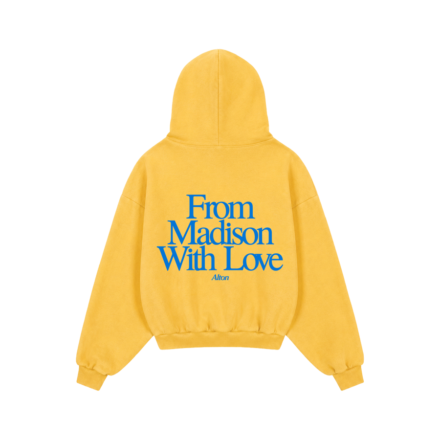 Madison Love Letter hoodie in Yellow, back