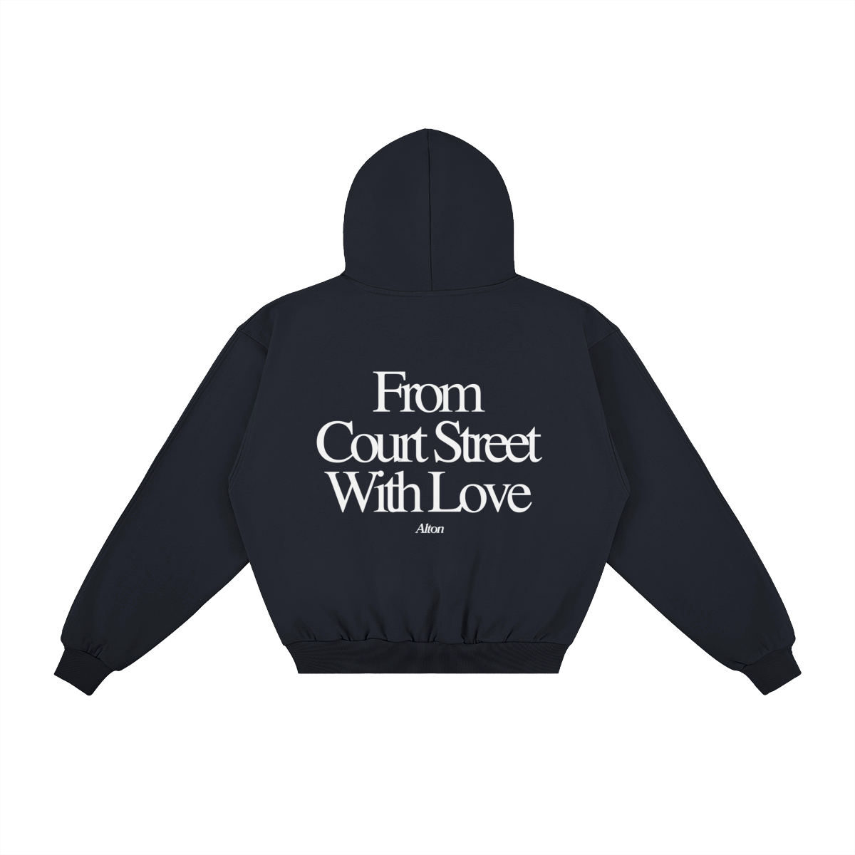 From Court Street Navy Hoodie