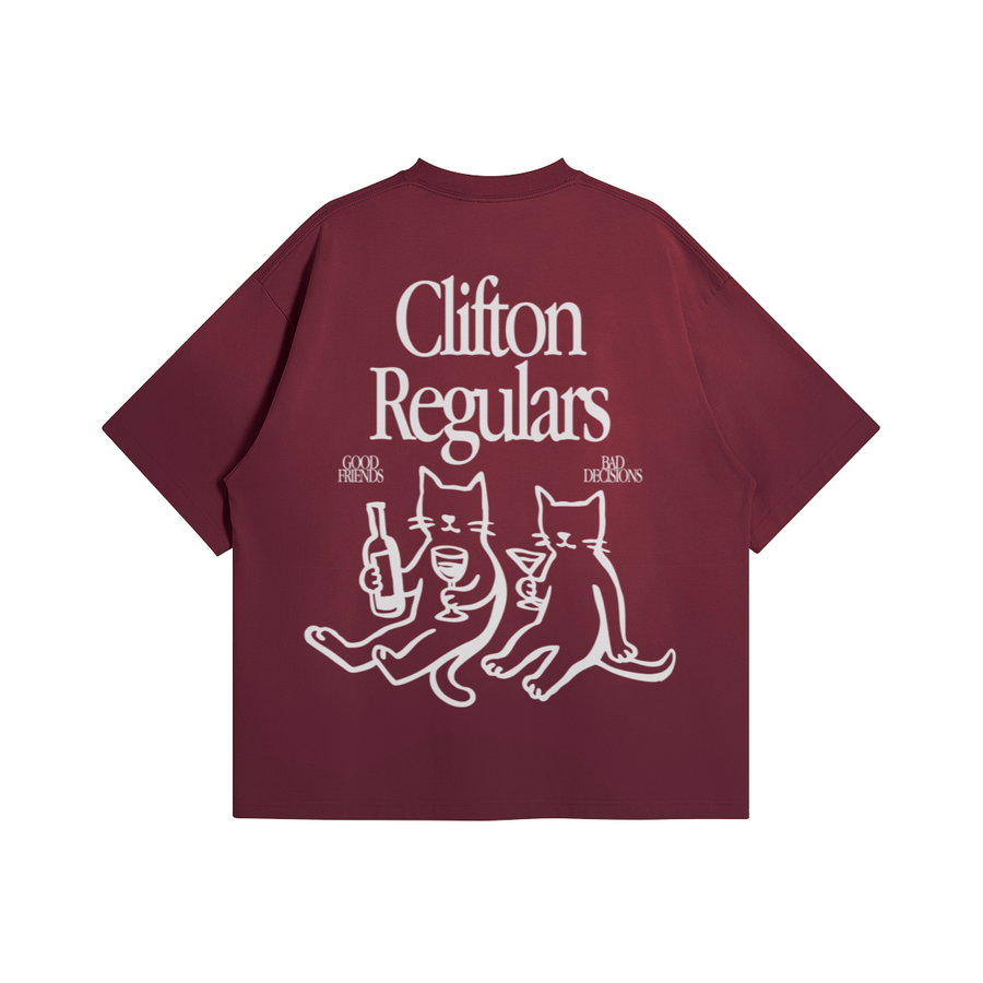 Clifton Regulars Tee Burgundy back