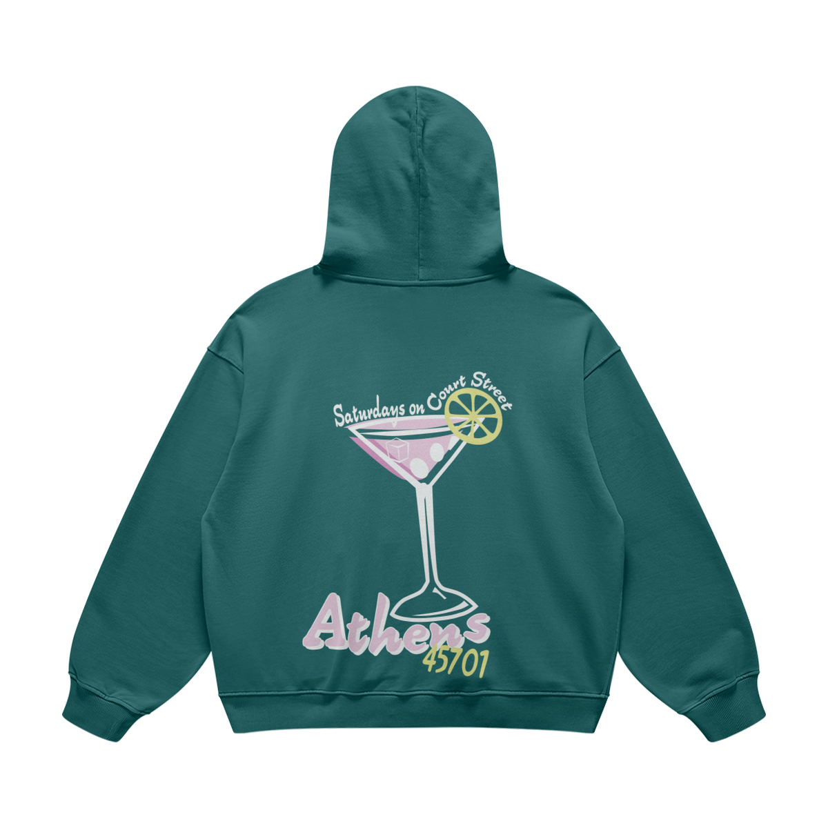 Saturday on Court Street Blueish Green Hoodie