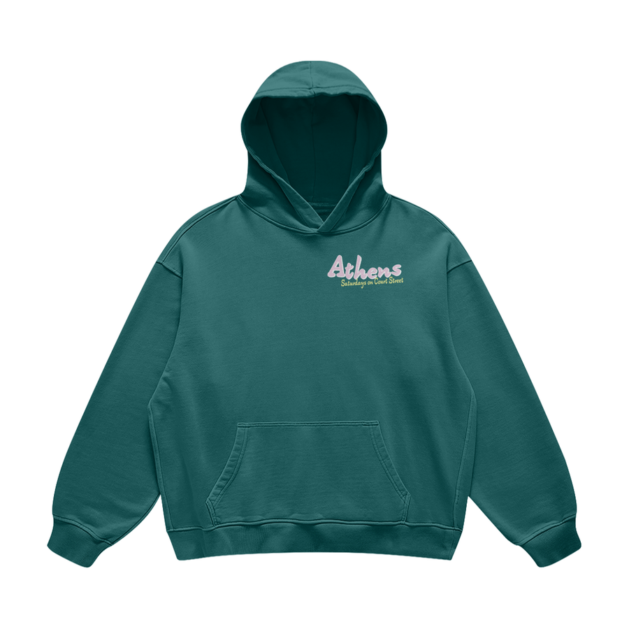 Saturday on Court Street Blueish Green Hoodie