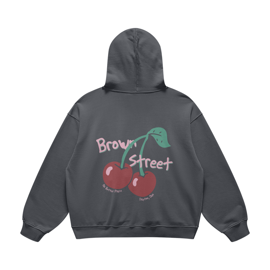 Brown Street Cherries Carbon Gray Hoodie