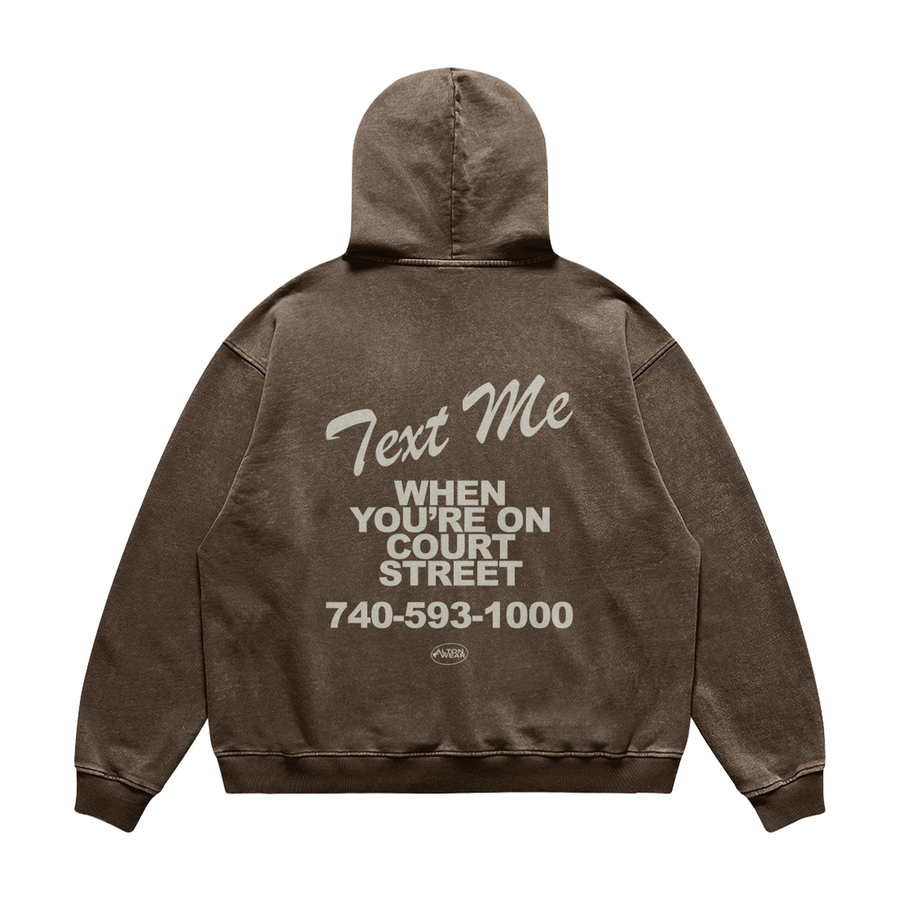 Text Me on Court Brown Hoodie
